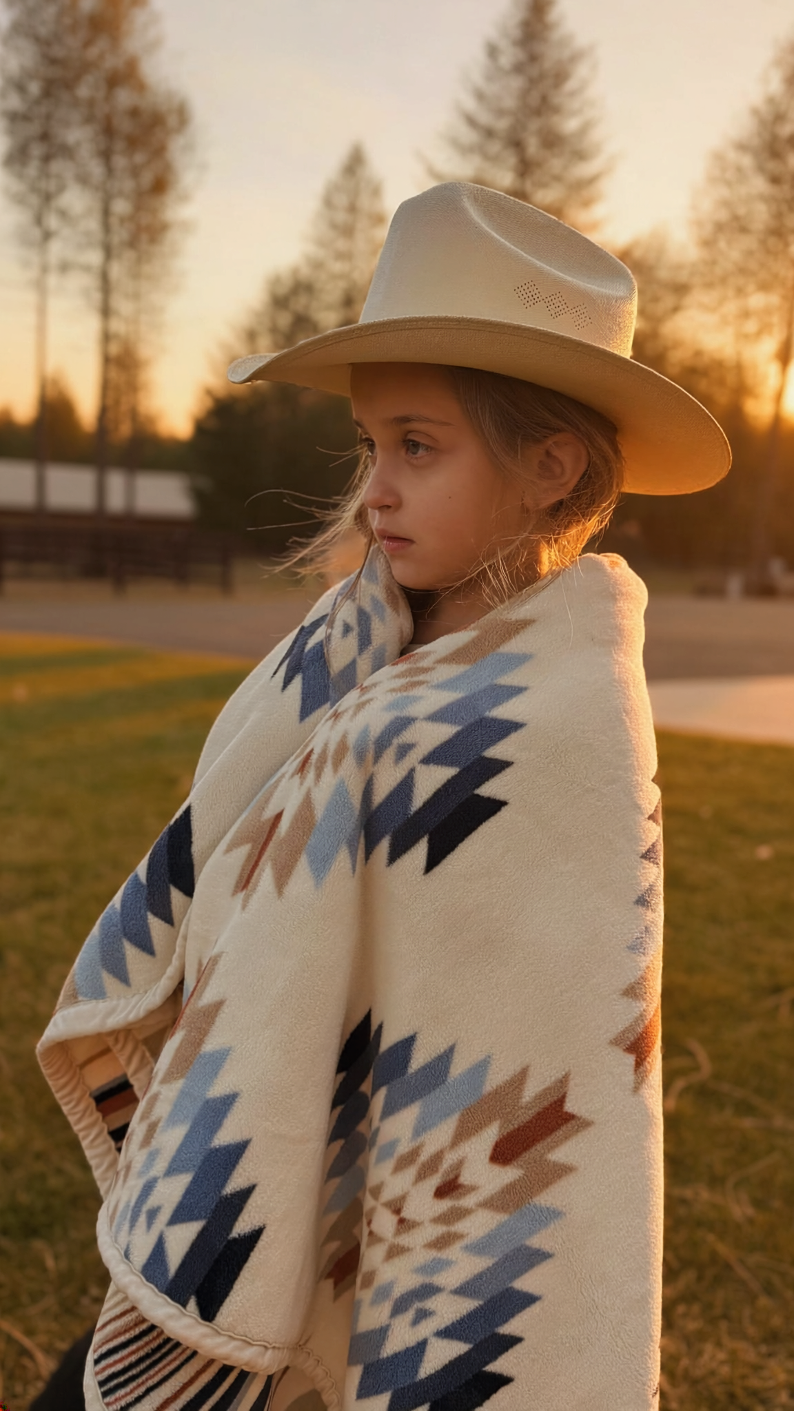 Girl in western outfit at sunset — outdoor portrait session at Tribal Cowboy, North Idaho