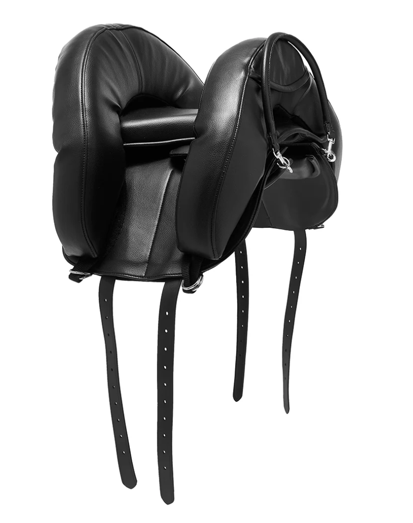 Black children's riding saddle for pony parties