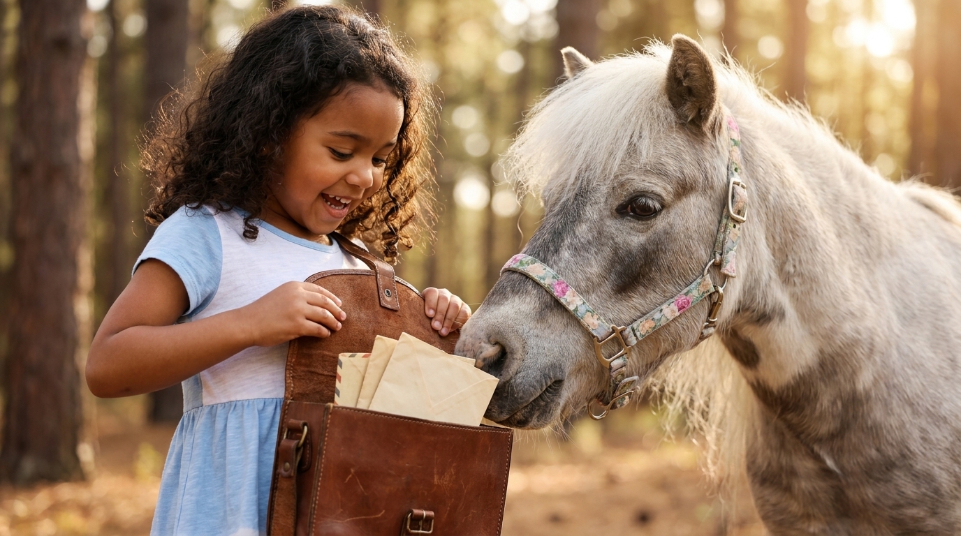 Miniature horse at a Tribal Cowboy school visit in North Idaho